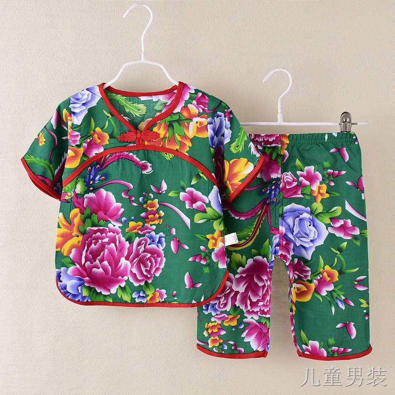 Quần áo nam giới trẻ mới mùa hè Bộ đồ ngủ cho bé gái mỏng 2021 mặc nhà cotton lụa và trai kiểu Trung Quốc ngắn t