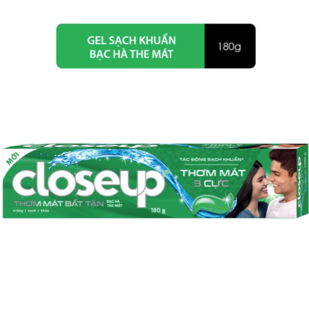 Kem đánh răng Closeup Bạc Hà The Mát Thơm Mát 3 Cực 180g