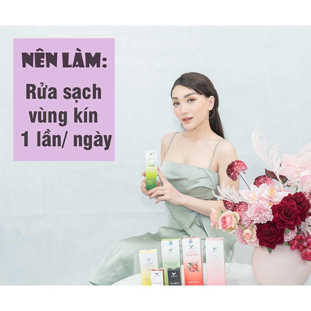 Dung dịch vệ sinh phụ nữ V9Queen, chiết xuất trầu không bạc hà V9 Green 100ml