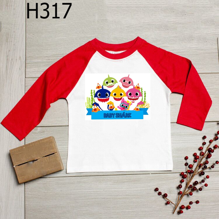 💪Áo Thun Tay Dài In Hình Cá Mập Hoạt Hình Dành Cho Trẻ Em