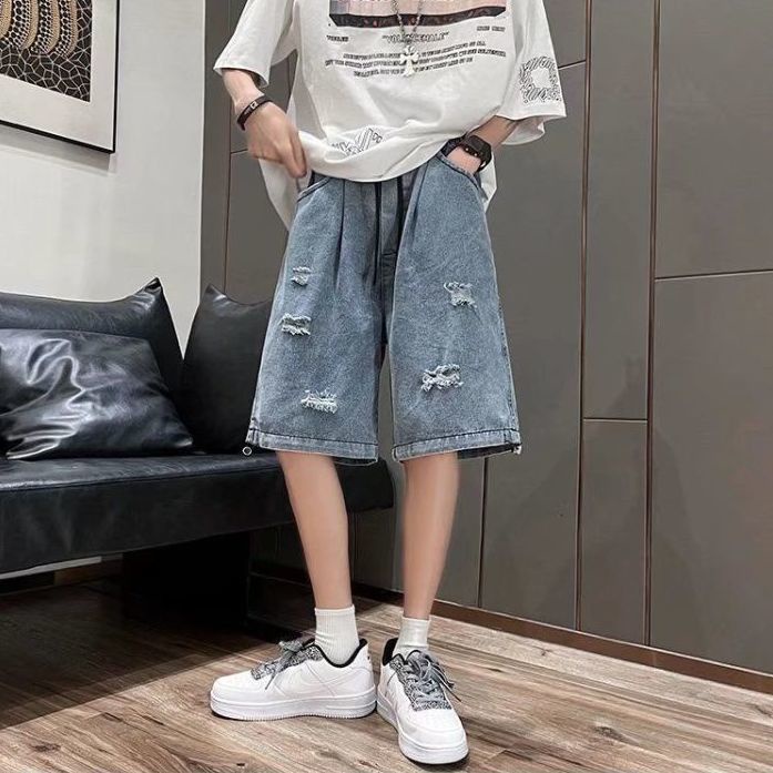 Quần Jeans Lửng Rách Gối Thời Trang Dành Cho Nam