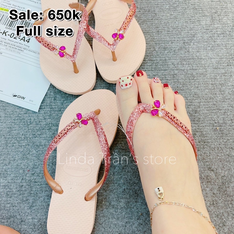 dép HVN kim tuyến mix charm nhỏ