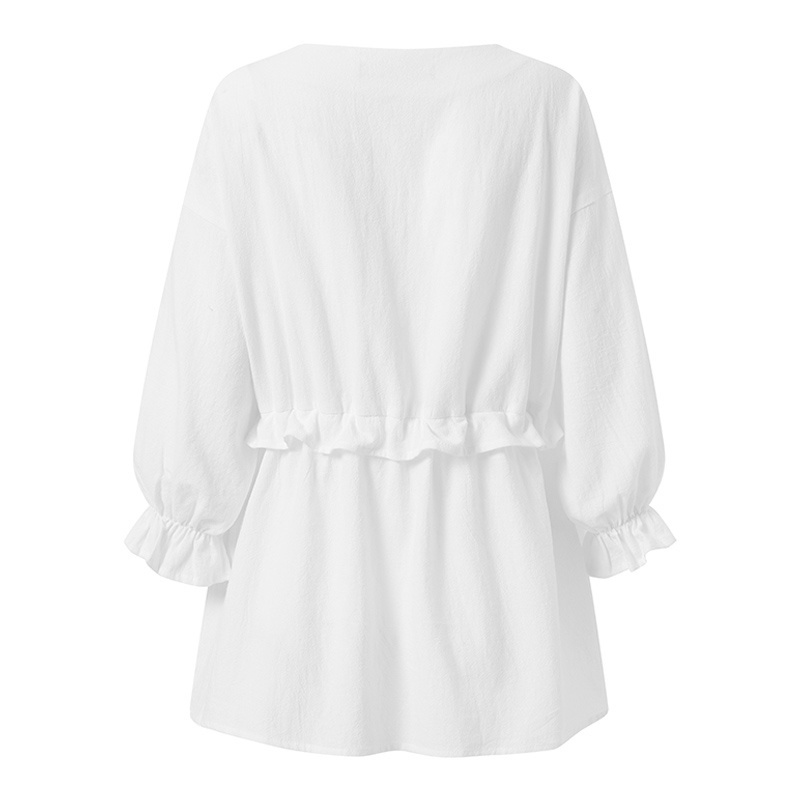 Áo ZANZEA cổ chữ V tay 3/4 có độ đàn hồi hợp thời trang cho nữ