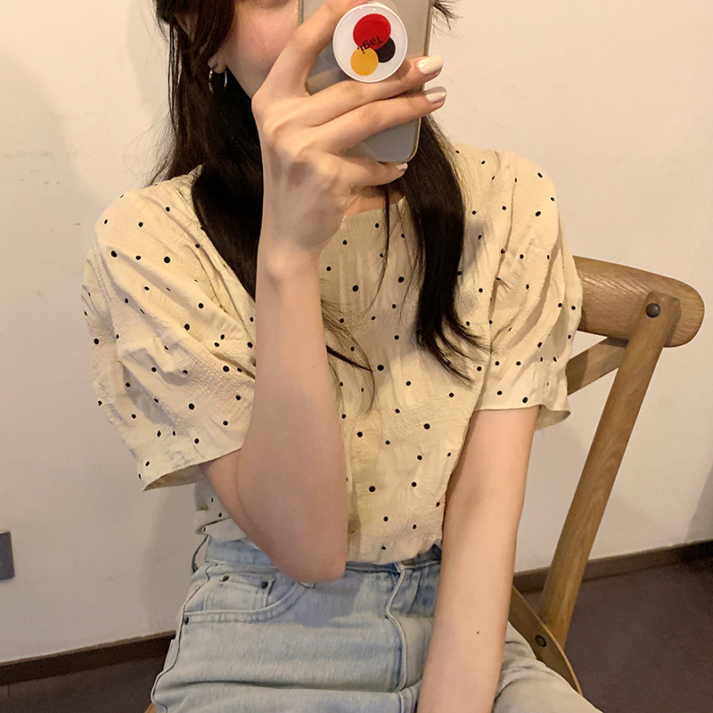 Áo Sơ Mi Nữ Tay Ngắn Dáng Rộng Kiểu Retro Phong Cách Hàn Quốc