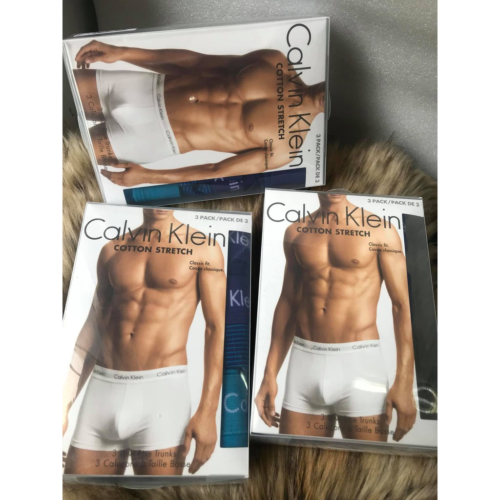 SET 3 QUẦN LÓT NAM CK CALVIN KLEIN COTTON STRETCH TRUNKS