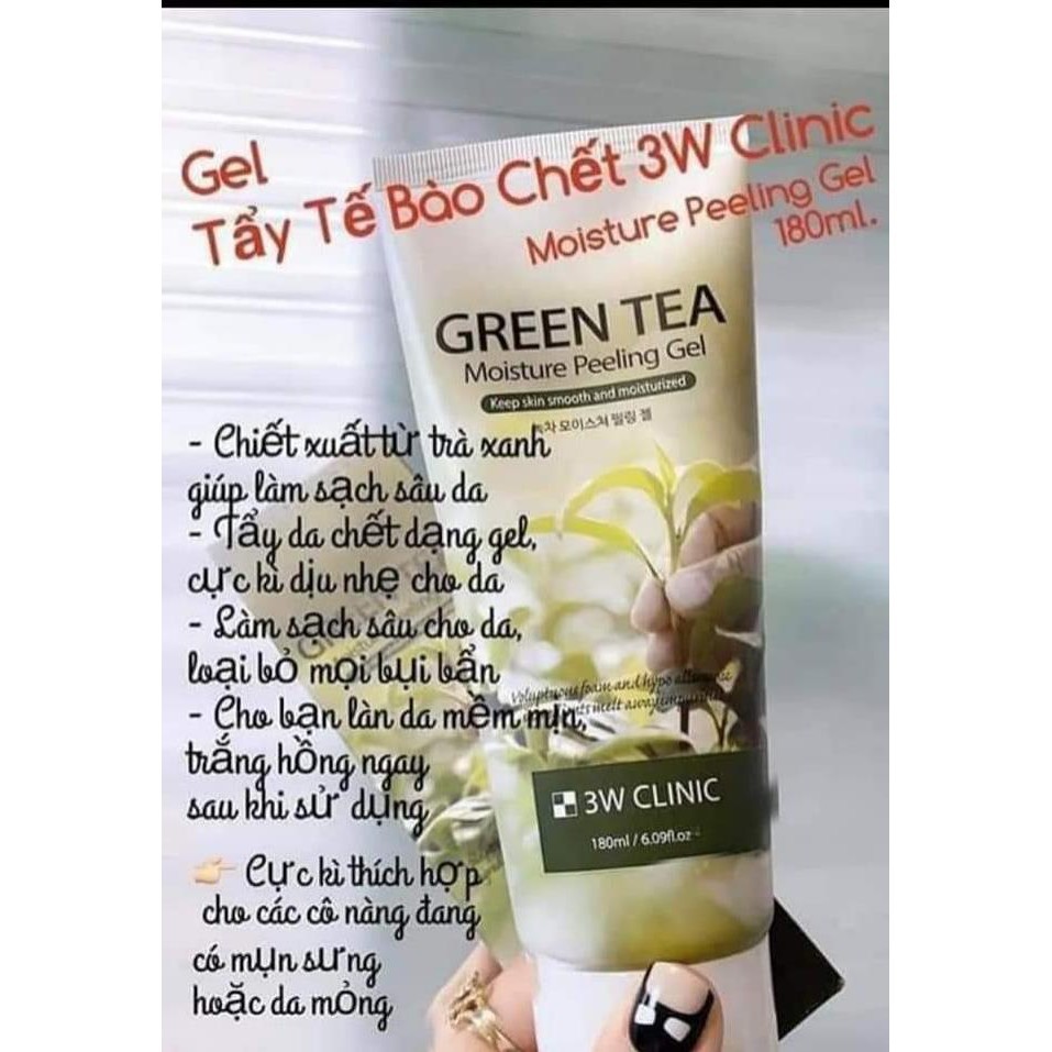 Tẩy tế bào chết 3W Green Tea + Rice Peeling Gel  + collagen 180ml