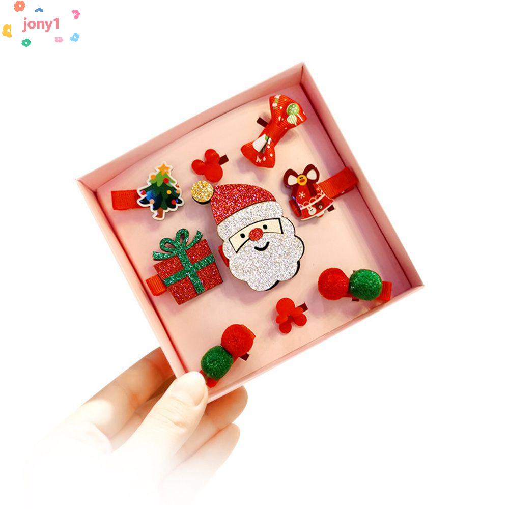 Bộ 9 kẹp tóc họa tiết ông già noel/ tuần lộc dễ thương cho bé gái
