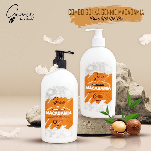 Bộ đôi dầu gội và dầu xả  Gennie Natural Care - Macadamia for Damaged Hair 400ml