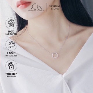 Dây chuyền bạc moonsilver, vòng cổ bạc nữ huyền thoại biển xanh vòng tròn đính đá- bạc s925