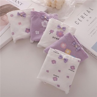Bộ 5 quần lót cotton lưng vừa họa tiết hoa nhỏ dễ thương phong cách Nhật Bản thời trang cho nữ