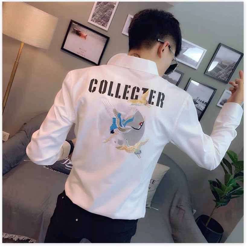ÁO SƠ MI NAM THIẾT KẾ BODY CHUẨN ĐẸP PHỐI HÌNH CHIM HẠC CÁ TÍNH SÀNH ĐIỆU CỰC HOT [SUPER FASHION]
