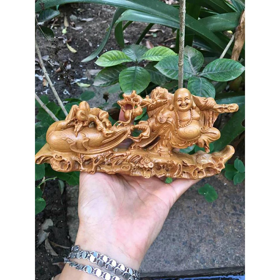 Tượng di lạc kéo bao tiền dài 18 cm đặt trên oto,bàn làm việc- tặng vòng đeo tay TẶNG 1 VÒNG ĐEO TAY