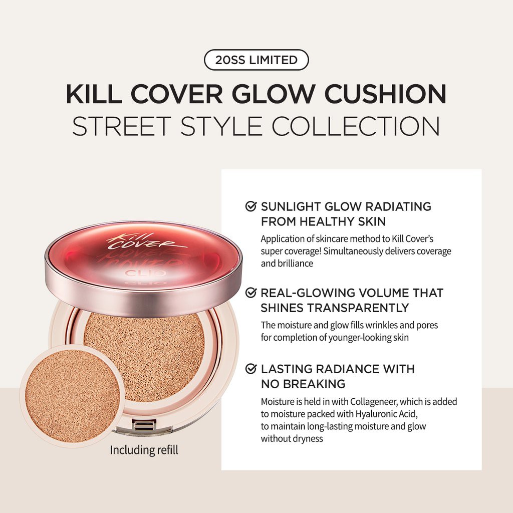 Bộ Phấn Nước Trang Điểm Clio Kill Cover Glow Cushion Xp 20Ss Limited &amp; Dầu tẩy trang Goodal