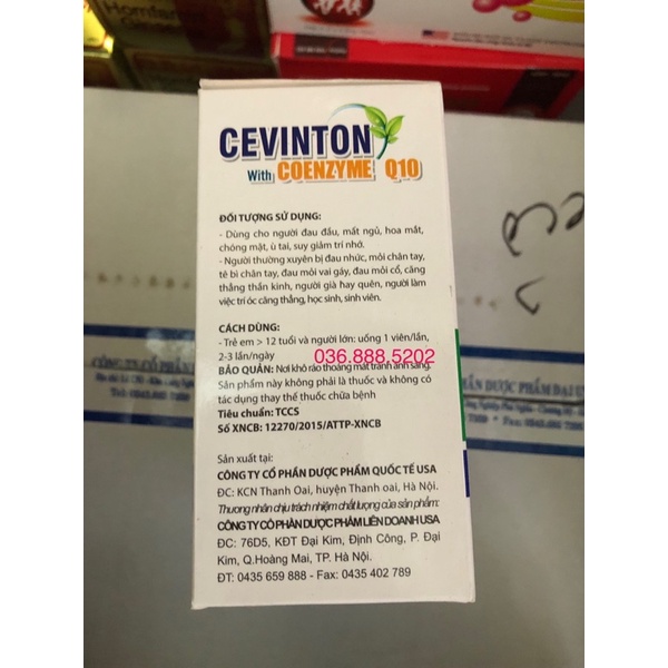 VIÊN UỐNG BỔ NÃO CEVINTON, tăng cường lưu thông máu não