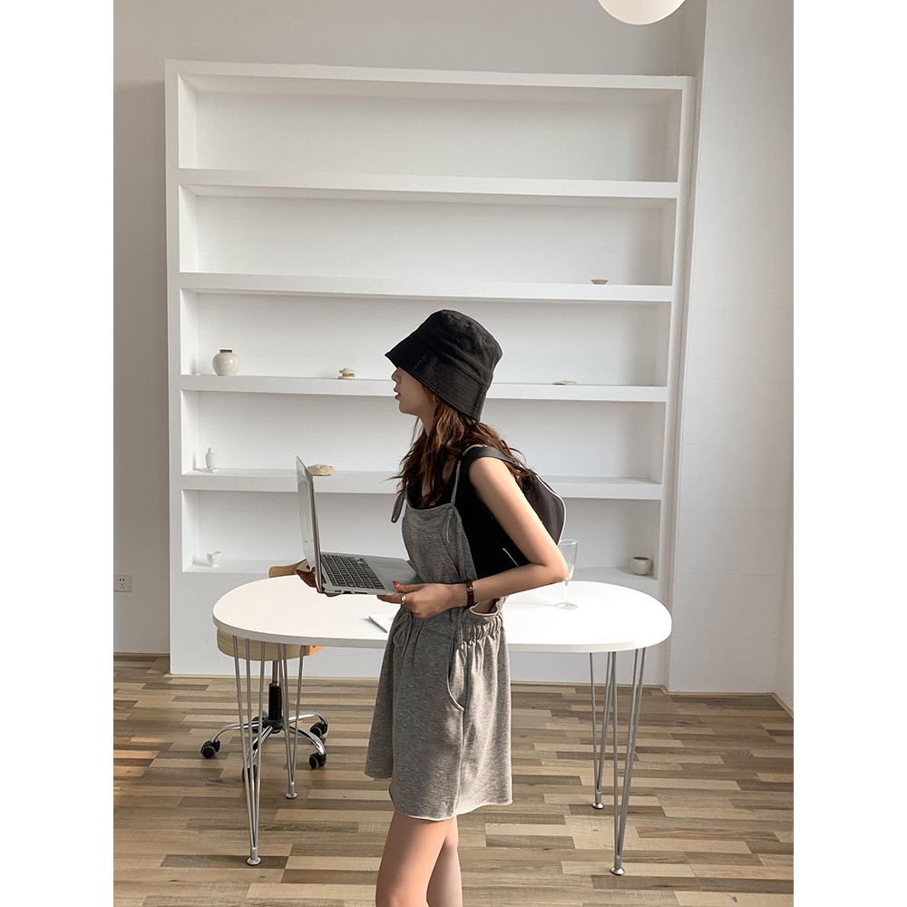 Quần yếm ngắn nữ phong cách Hàn Quốc Quần yếm dáng ngắn Dây rút eo phiên bản mùa hè | BigBuy360 - bigbuy360.vn