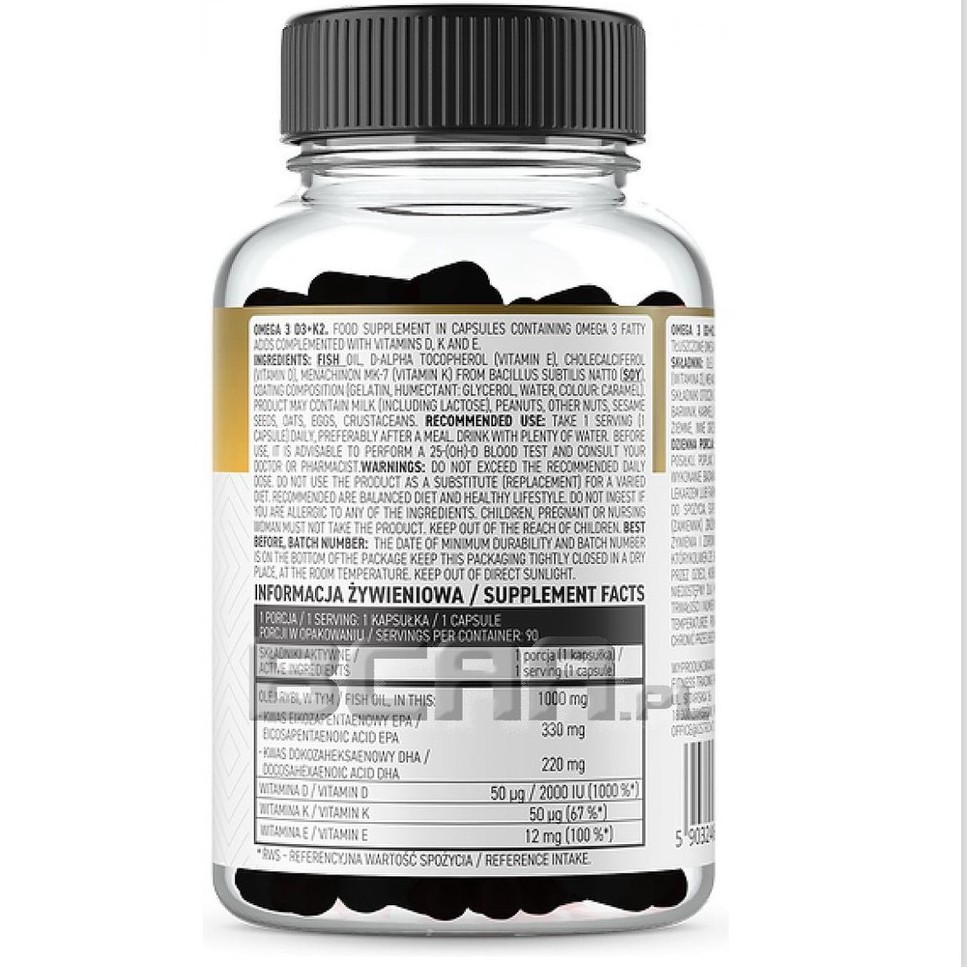 Viên Dầu Cá Ostrovit Omega-3 D3 + K2 MK7