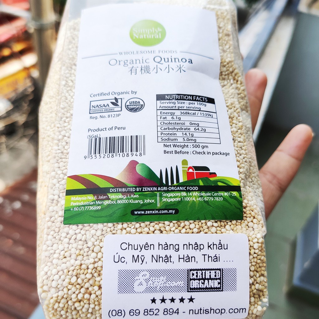 [HOT] Hạt diêm mạch quinoa trắng Simply Natural 500gr