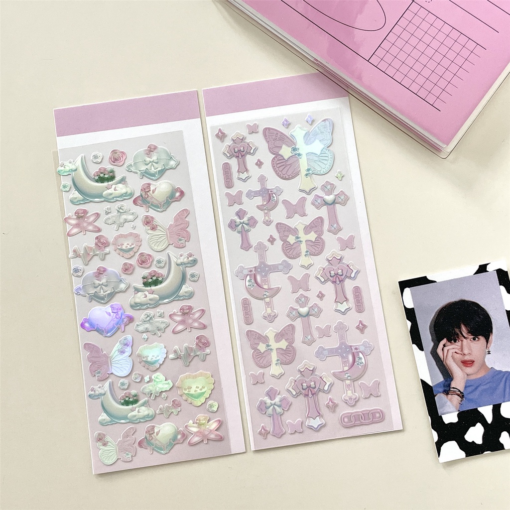 Thẻ Đánh Dấu Trang Trí Sổ Tay Hình Cây Kem Gấu 3D Màu Laser diy