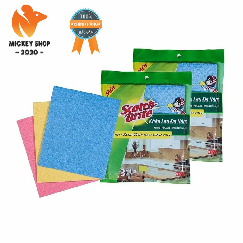 [Combo] Khăn Lau Đa Năng 3M Scotch Brite 18x20 (Gói 3 Miếng) x2 - XA010911148 - Chính Hãng