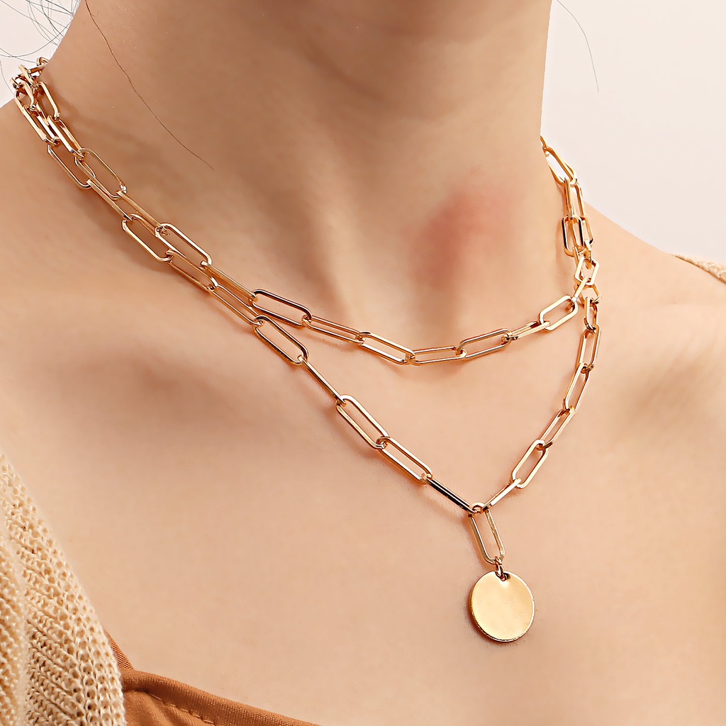 Vòng cổ Nhiều Lớp Mặt Tròn Phong Cách Vintage Thời Trang 2022 Dành Cho Nữ