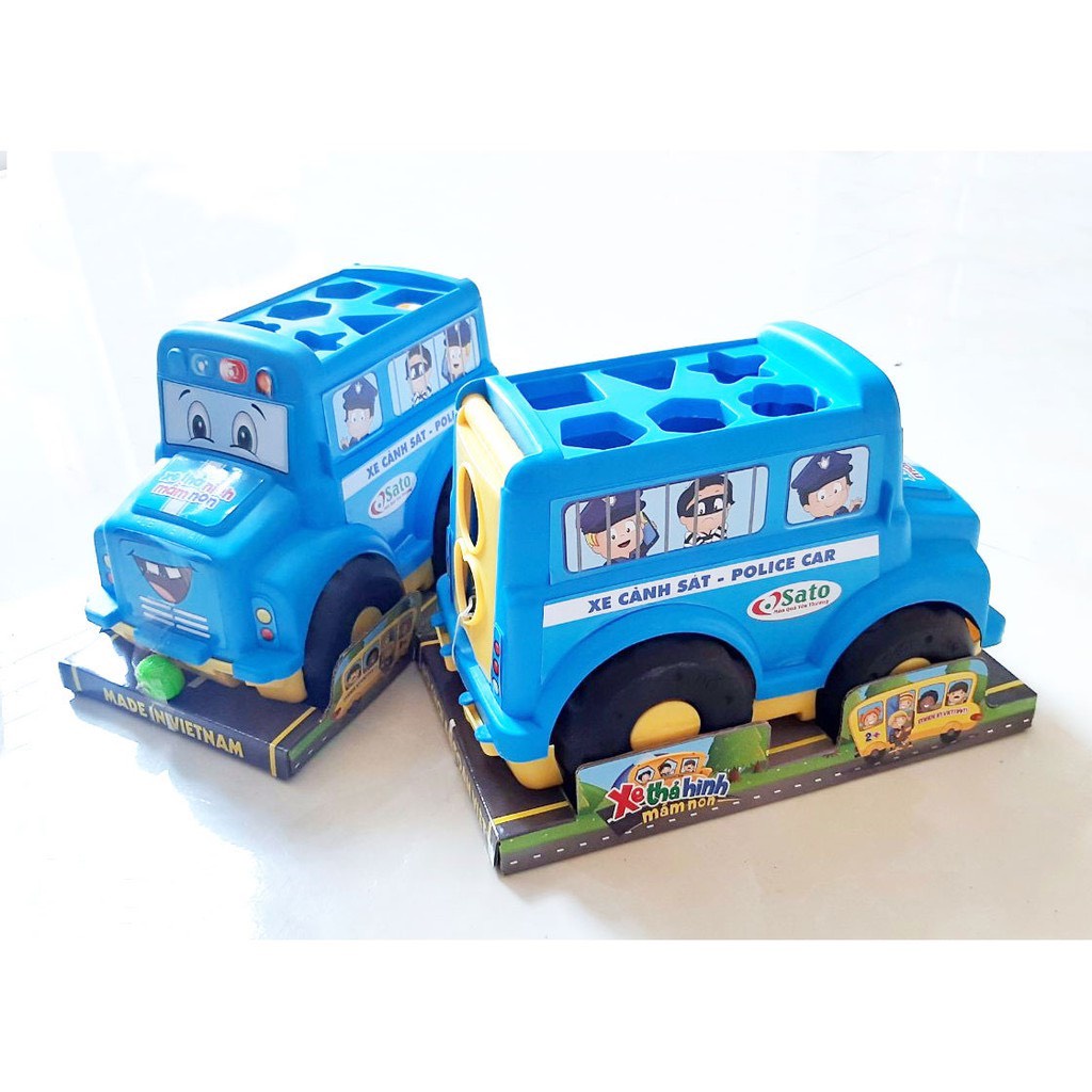 Xe Thả Hình Mầm Non Đồ Chơi Xe Bus Xe Cảnh Sát Xe Cứu Hỏa Cho Bé Yêu Phân Biệt Màu Sắc Và Hình Khối