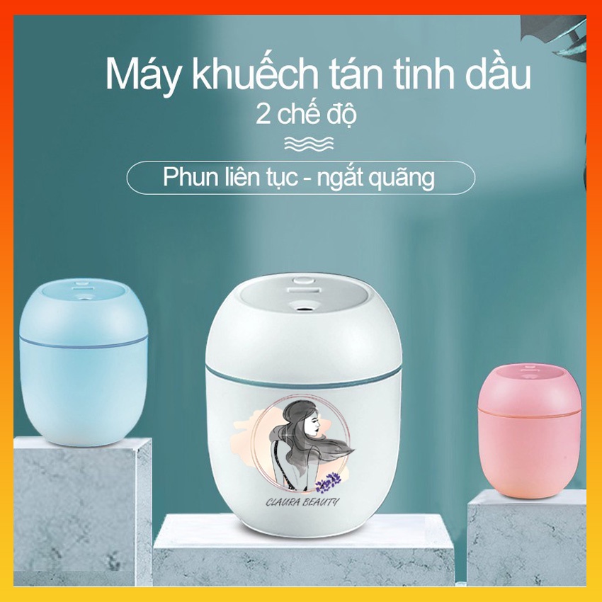 Máy Xông Tinh Dầu Mini, Máy Khuếch Tán Tinh Dầu Tảo Hương Thơm, Máy Xông Hơi, Máy Phun Sương Mini CLAURA BEAUTY