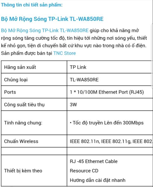 Bộ Mở Rộng Sóng Wifi  TP-Link TL-WA850RE