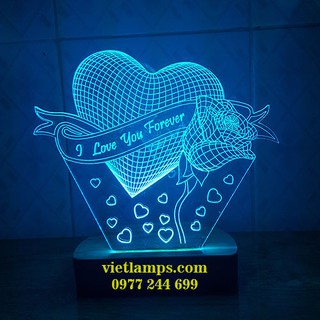 ĐÈN LED 3D TRÁI TIM VÀ HOA