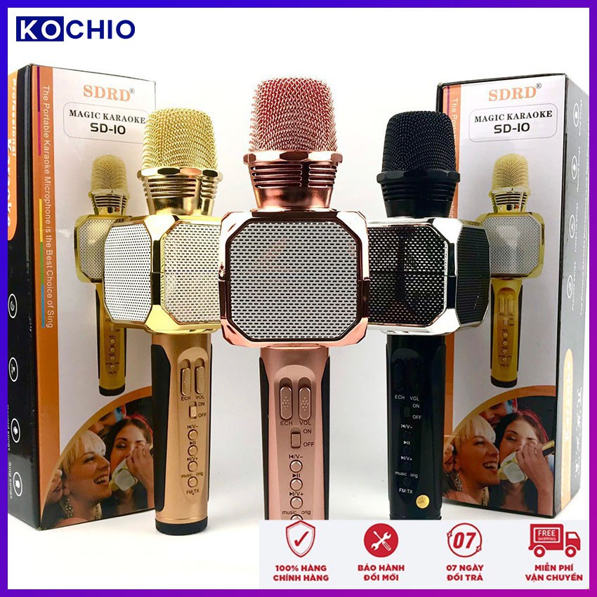 Mic Karaoke, Micro Bluetooth Karaoke SD10 không dây bảo hành 6 tháng - Bắt giọng tốt, âm vang