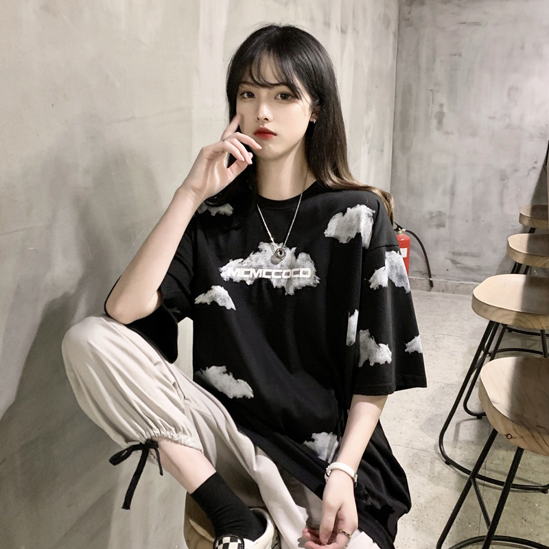 Áo thun tay ngắn dáng rộng thời trang phong cách Hàn Quốc dành cho nữ