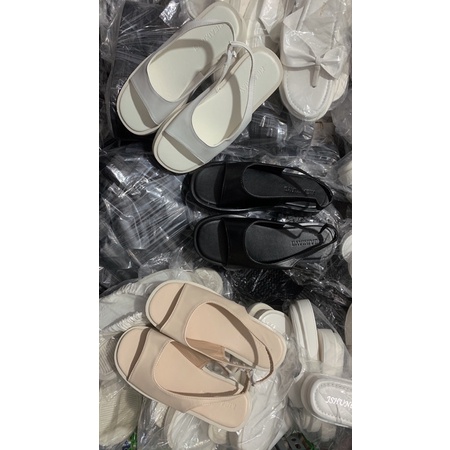 Sandal Hở Mũi quai da (3 màu kem đen trắng)