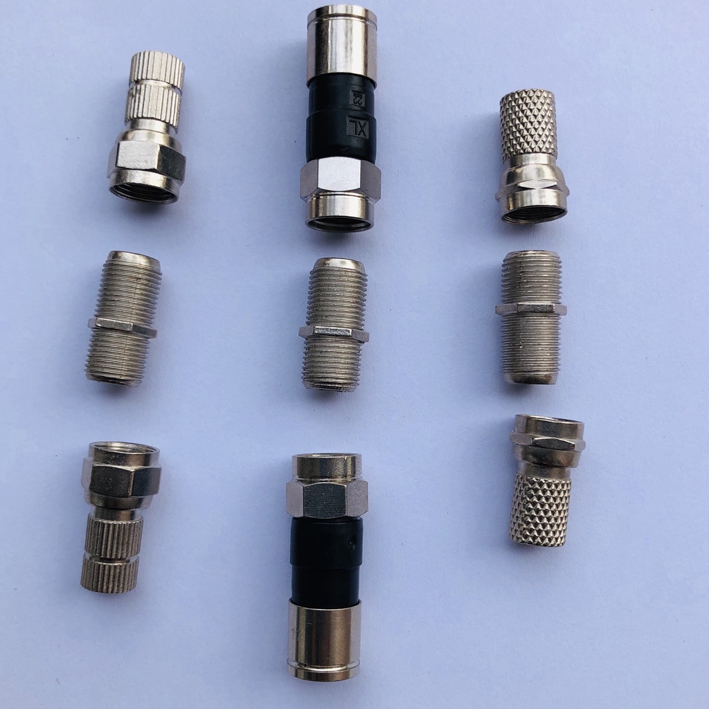 Rắc F5 Vặn Rắc FF Nối Dây Cáp 1 Bộ (bao Gồm 2 rắc F5 Vặn +1 Con FF Nối)