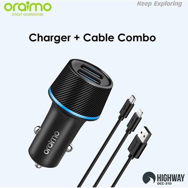 Sạc Xe Hơi Oraimo Hai Cổng Usb Ultra Compact Occ-21D 1 Năm