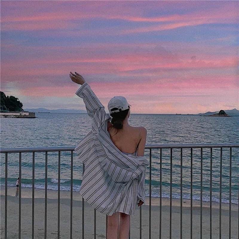 Set áo bikini kèm áo khoác sọc sexy đi biển 🪴🪴🪴c