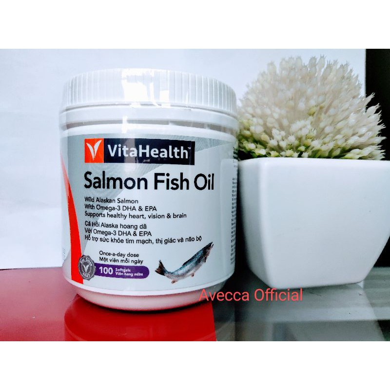 Thực Phẩm Chức Năng Viên Uống Dầu Cá Hồi Vitahealth Wild Pacific Salmon Oil - Hộp 100 Viên