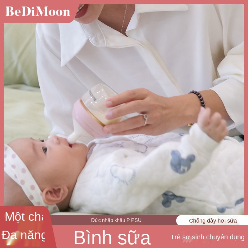 Bình sữa cho trẻ sơ sinh bằng PPSU chống rơi/ chống sặc cho bé 0-3 tháng tuổi