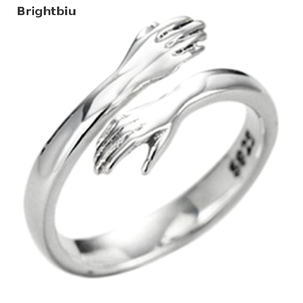 [Brightbiu] 925 sterling silver jewelry love hug ring retro fashion tide flow open ring [new] #5