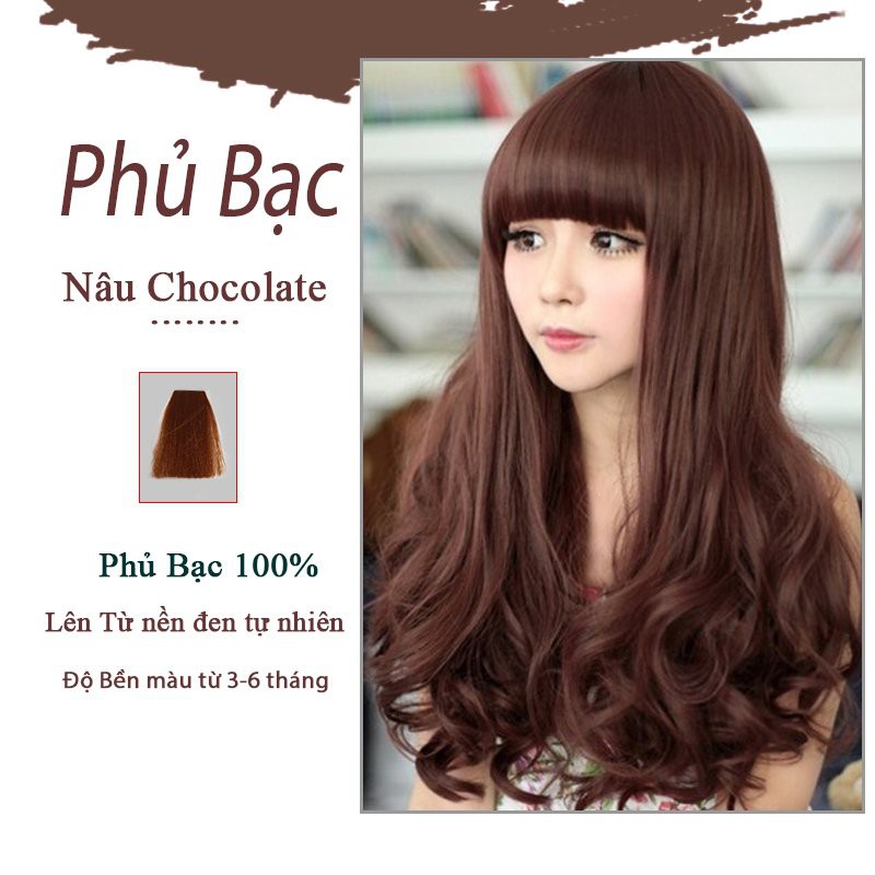 Thuốc Nhuộm Tóc Phủ Bạc Màu Thời Trang Nâu Socola - Nâu đỏ - Nâu vàng - Nâu Mocha Ăn Bạc 100% ( Tặng Trợ Nhuộm )