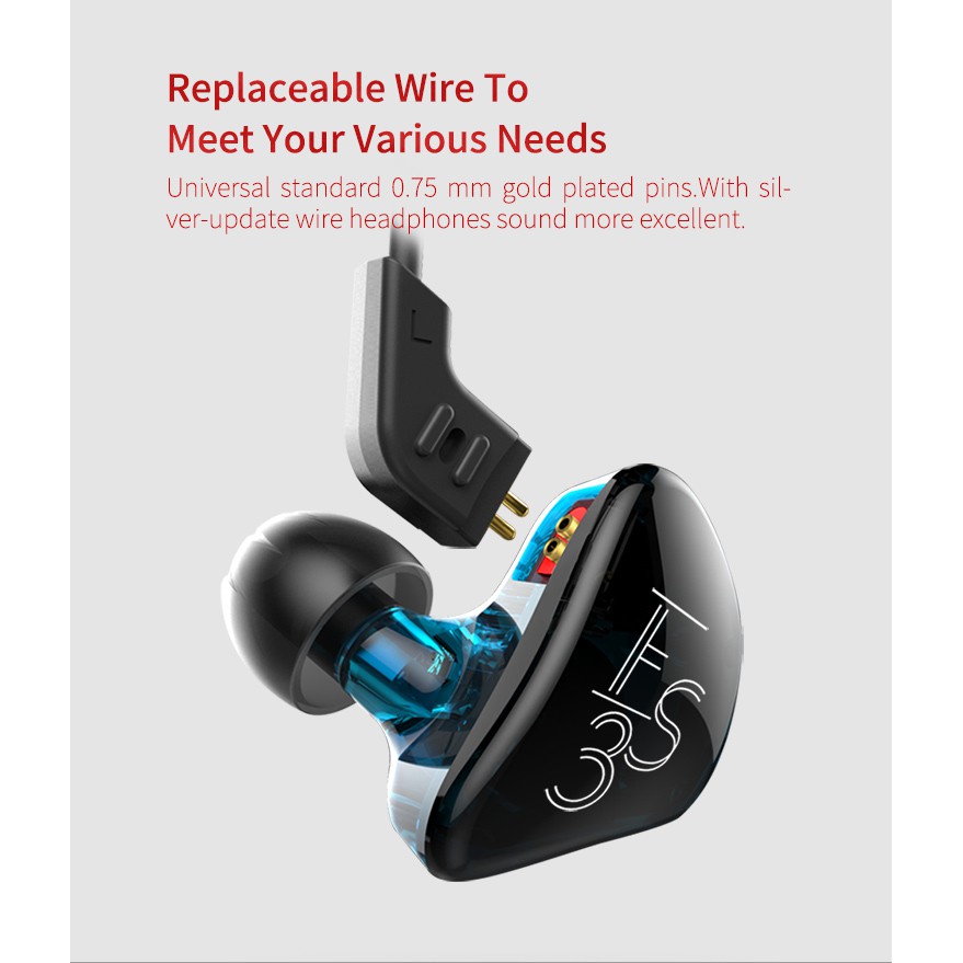 KZ ES3 Hybrid Dynamic And Balanced Armature Earphone In Ear HIFI DJStereo Headset Suitable Bluetooth