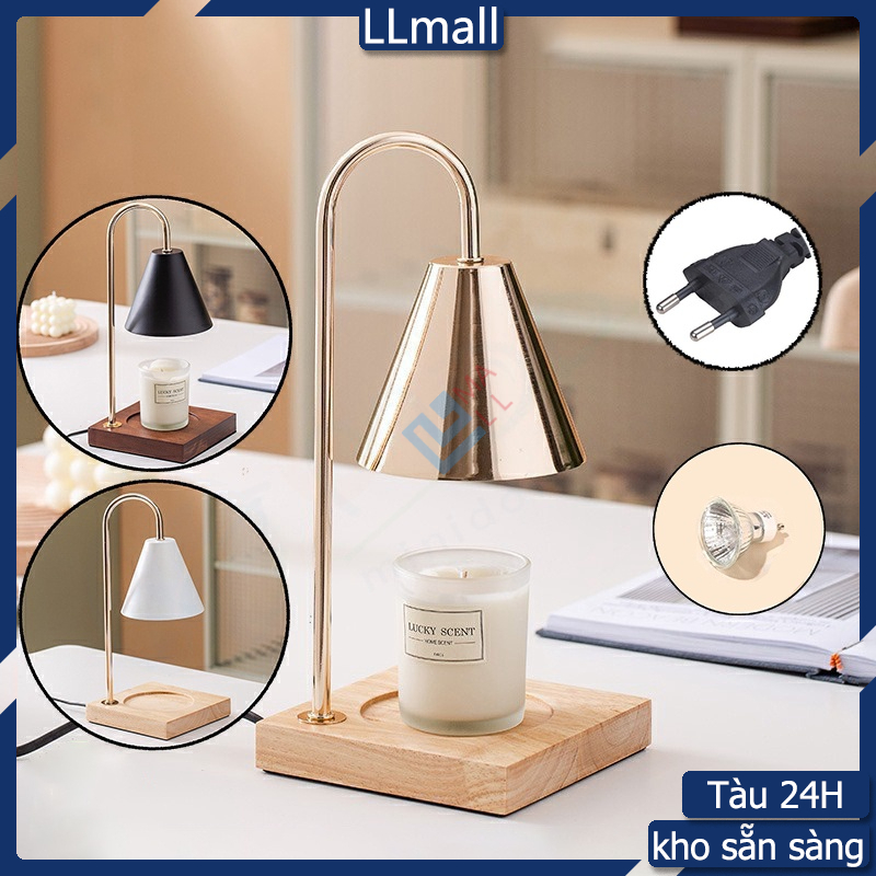 Candle Warmer Lamp - Đèn Phòng Ngủ Đèn Đốt Nến Thơm Đèn Bàn, Sáp Thơm Phòng, Có Núm Chỉnh Độ Sáng, Đèn Đốt Nến Thơm Không Khói, Đế Gỗ Chỉnh Độ Sáng To Nhỏ