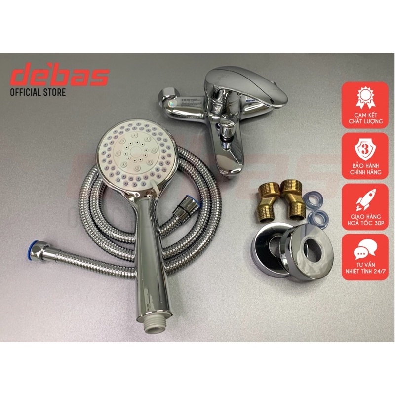 Bộ vòi sen tắm nóng lạnh tăng áp nhập khẩu cao cấp đồng mạ crom Debas S-DB5301