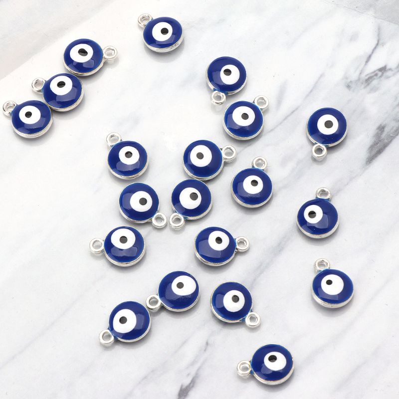 Set 20 Hạt Xỏ Lỗ Tròn Màu Xanh Da Trời Làm Vòng Tay Handmade