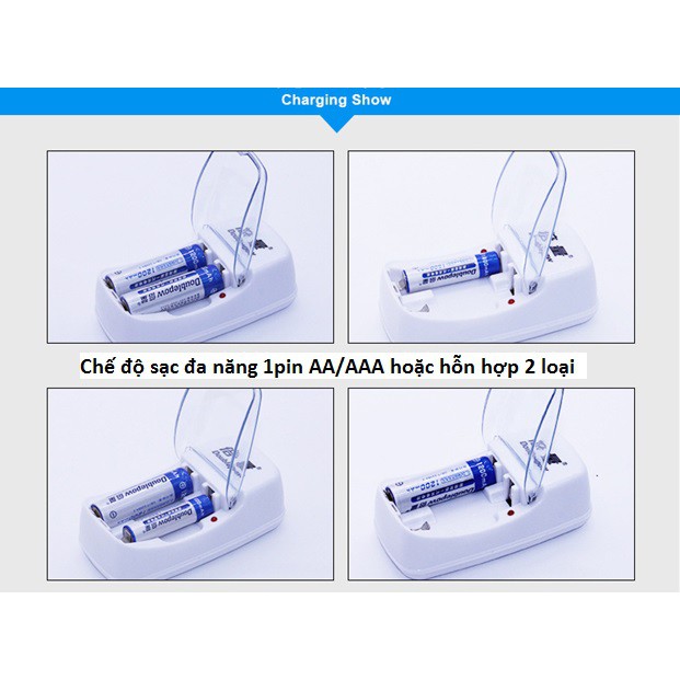 Bộ sạc pin đa năng Doublepow DP-B01 sạc cho pin tiểu AA,AAA (tùy chọn pin)