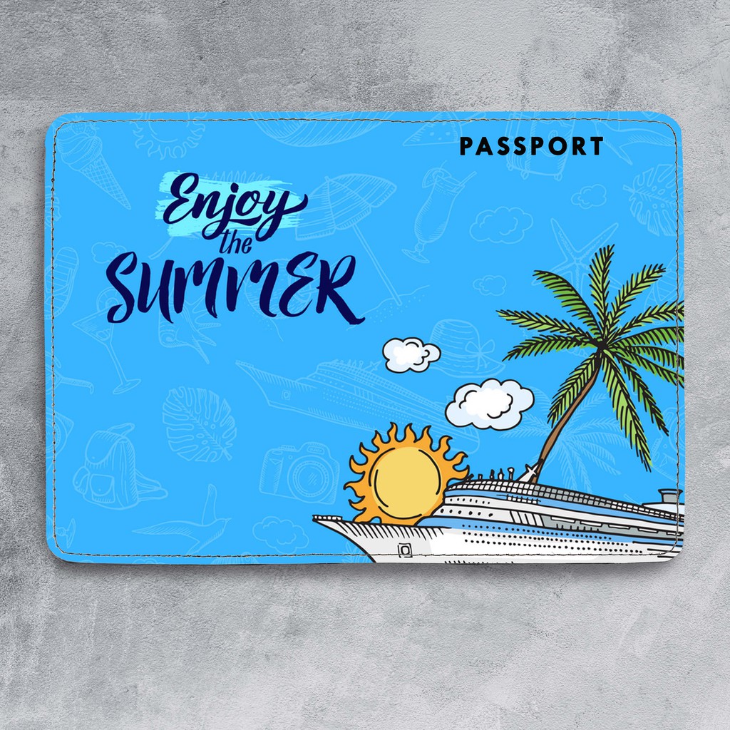 Ví Đựng Hộ Chiếu ENJOY SUMMER - GO TO THE BEACH - Bao Da Passport Và Thẻ Phụ Kiện Màu Sắc - Passport Cover Holder-PPT164