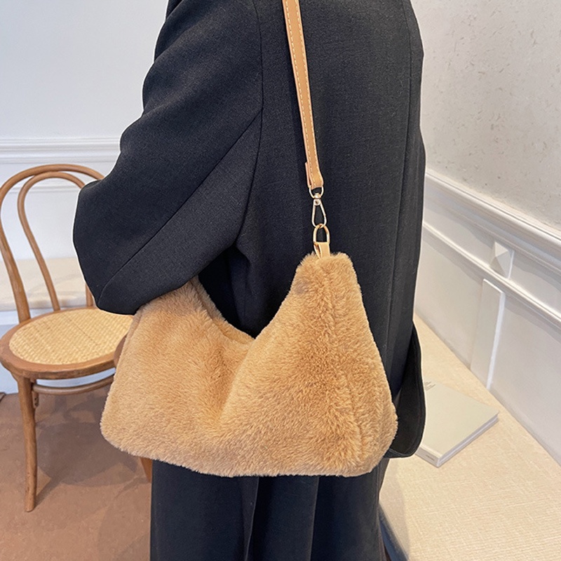 Túi đeo vai IELGY bằng nhung lông mềm mại có khóa kéo thời trang tùy chọn màu sắc cho nữ