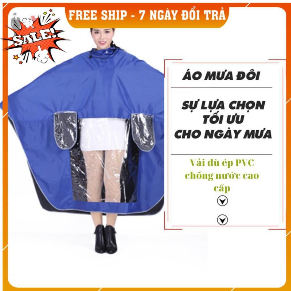 [FREESHIP TOÀN QUỐC] Áo mưa 2 đầu, 1 đầu phản quang vải dù ép PVC chống rách có kính che mặt cao cấp T&amp;C