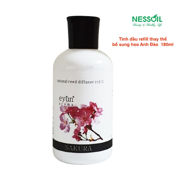 Tinh dầu nước hoa Refill 180ml, hương Hoa Anh Đào, dùng cắm que khuếch tán, rót vào bộ cắm đã cạn tinh dầu