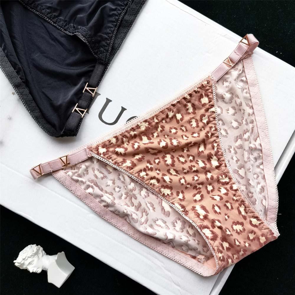 OCEANMAP Quần Lót Cotton Lụa Mỏng Thoáng Khí Phối Khóa Kim Loại Họa Tiết Da Báo / Dâu Tây Xinh Xắn