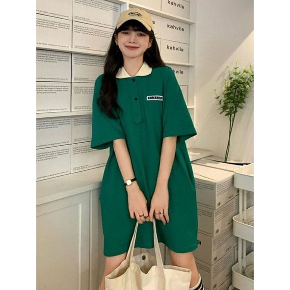 Đầm Tay Ngắn Cổ POLO Ôm Eo