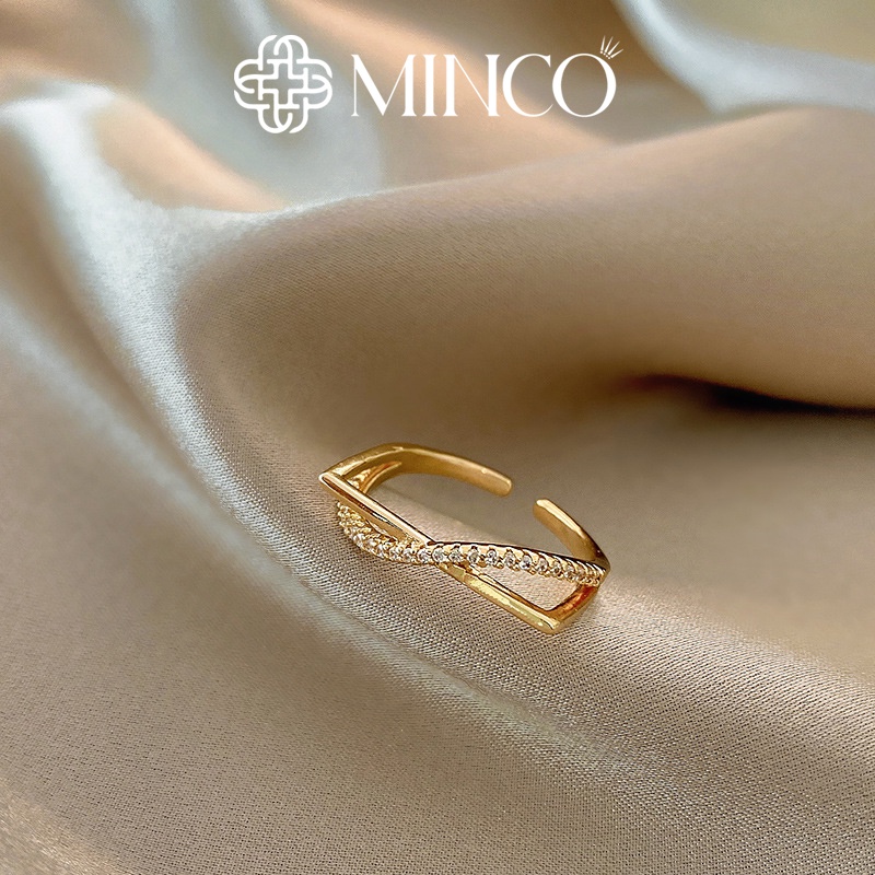Nhẫn nữ xoắn đính đá Minco Accessories phong cách sang chảnh NT104